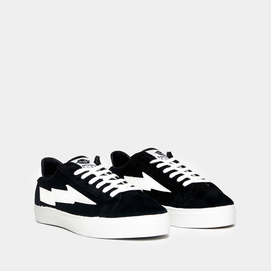 Sanyako Sneaker In Black Cotton And Suede With Box Sole