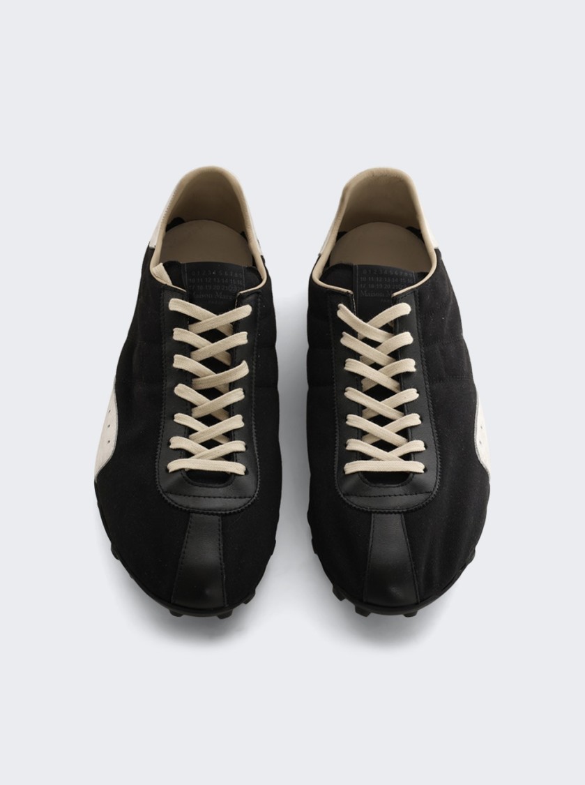 Maison Margiela Sprinters Branded Canvas And Suede Low-top Trainers