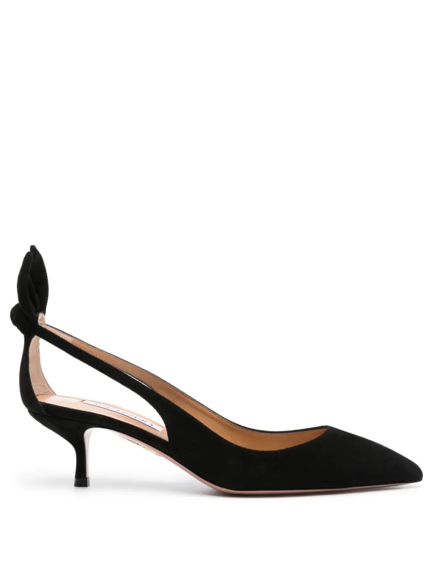 Aquazzura 50 Bow-tie Suede Pumps In Black