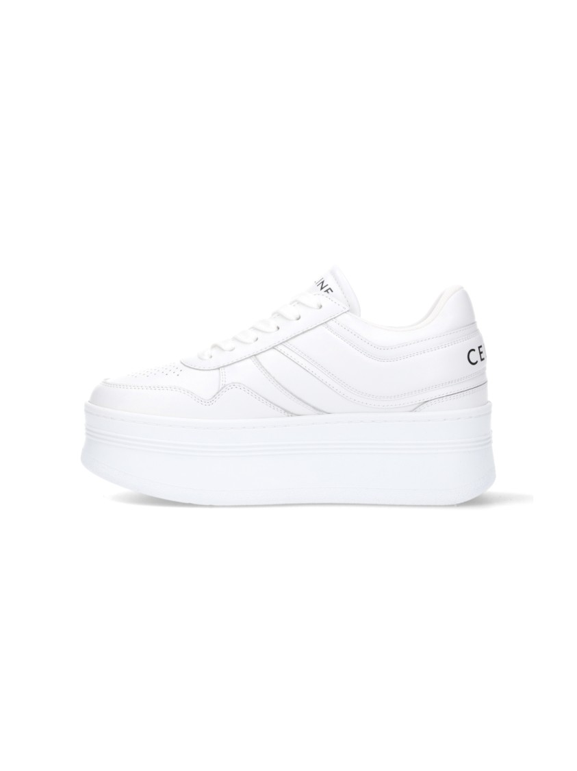 Celine Céline Platform Sneakers With Perforated Upper And Logo Details In White