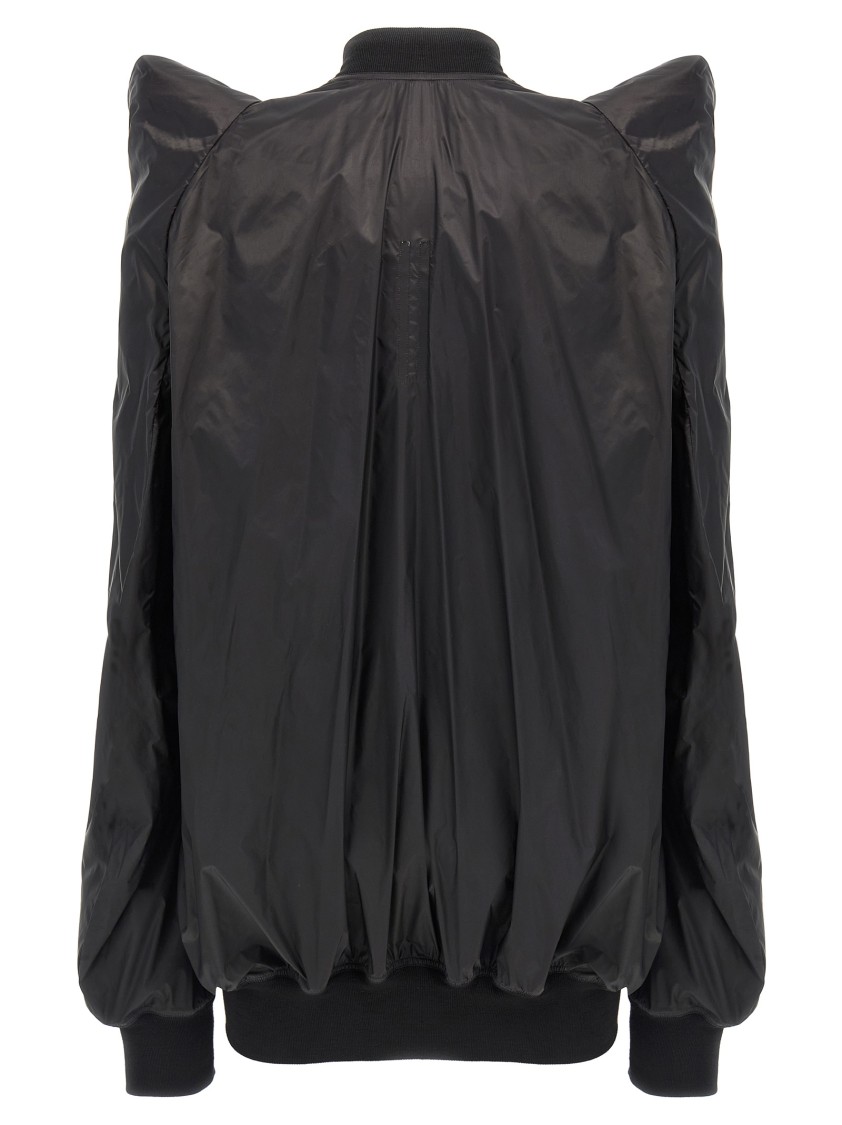 Rick Owens Lightweight Nylon Jacket With Ribbed Knit Details In Black