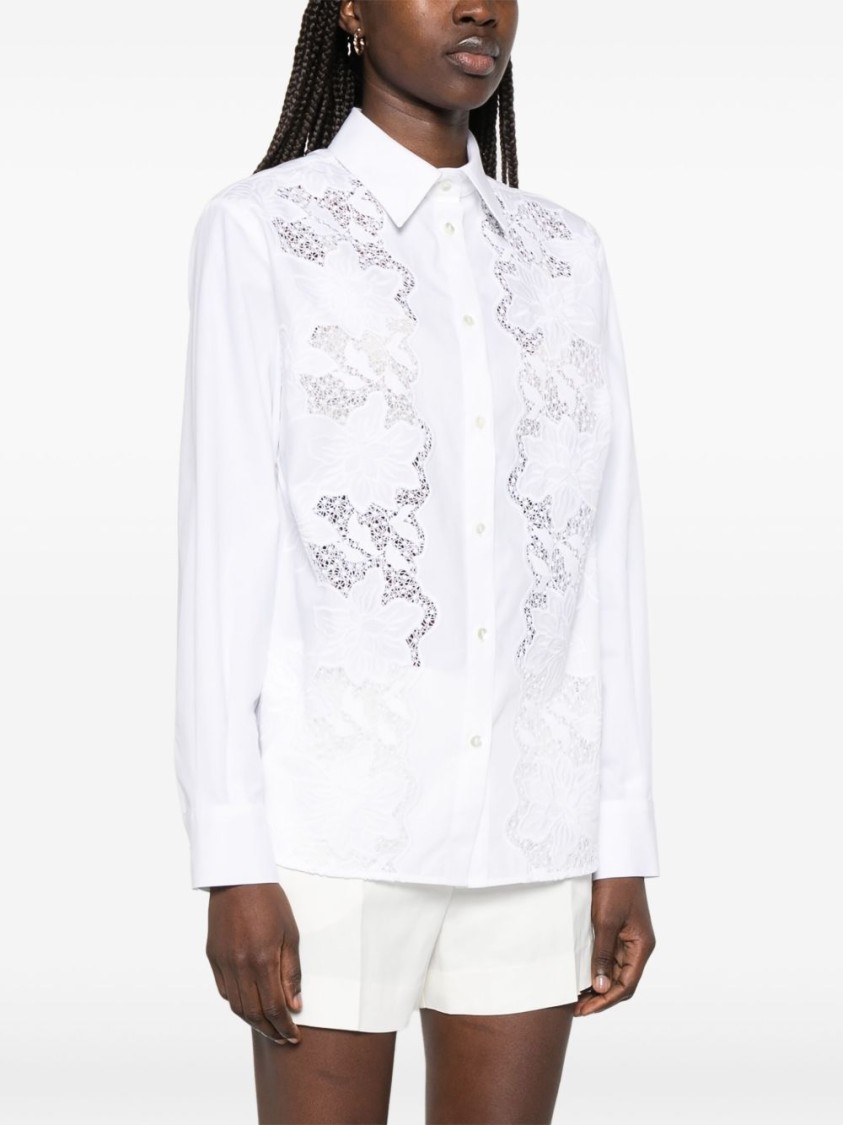 P.a.r.o.s.h Pleated Shirt With Lace And Collar In White