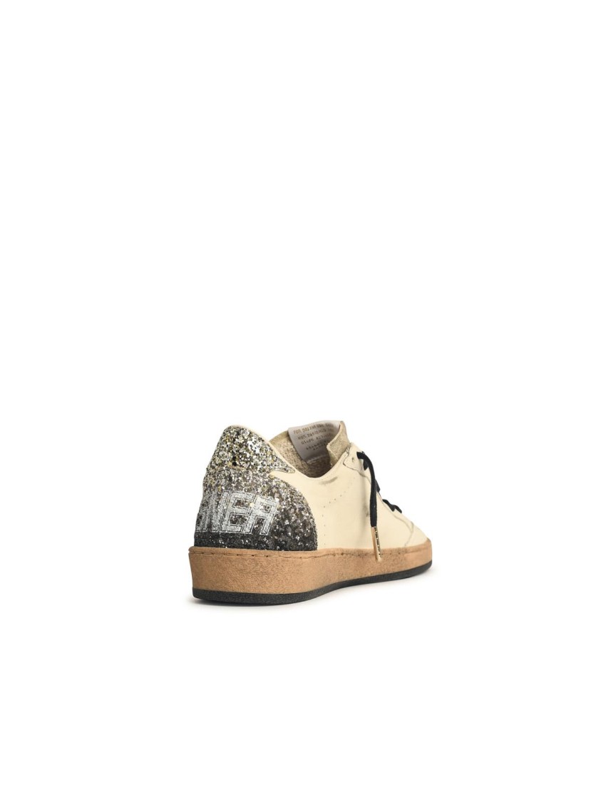 Golden Goose Ball Star Sneakers In Vintage Effect Leather And Suede With Glittered Star And Heel Tab