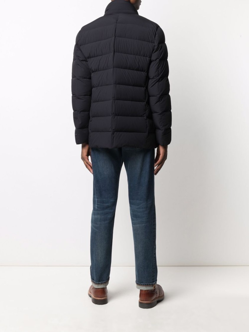Moorer High Neck Double-breasted Parka With Detachable Hood In Black