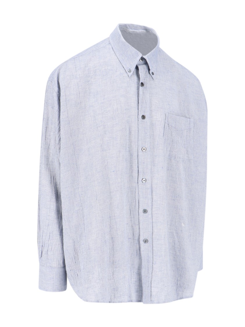 Our Legacy Textured Fabric Button-down Collar Shirt In Blue
