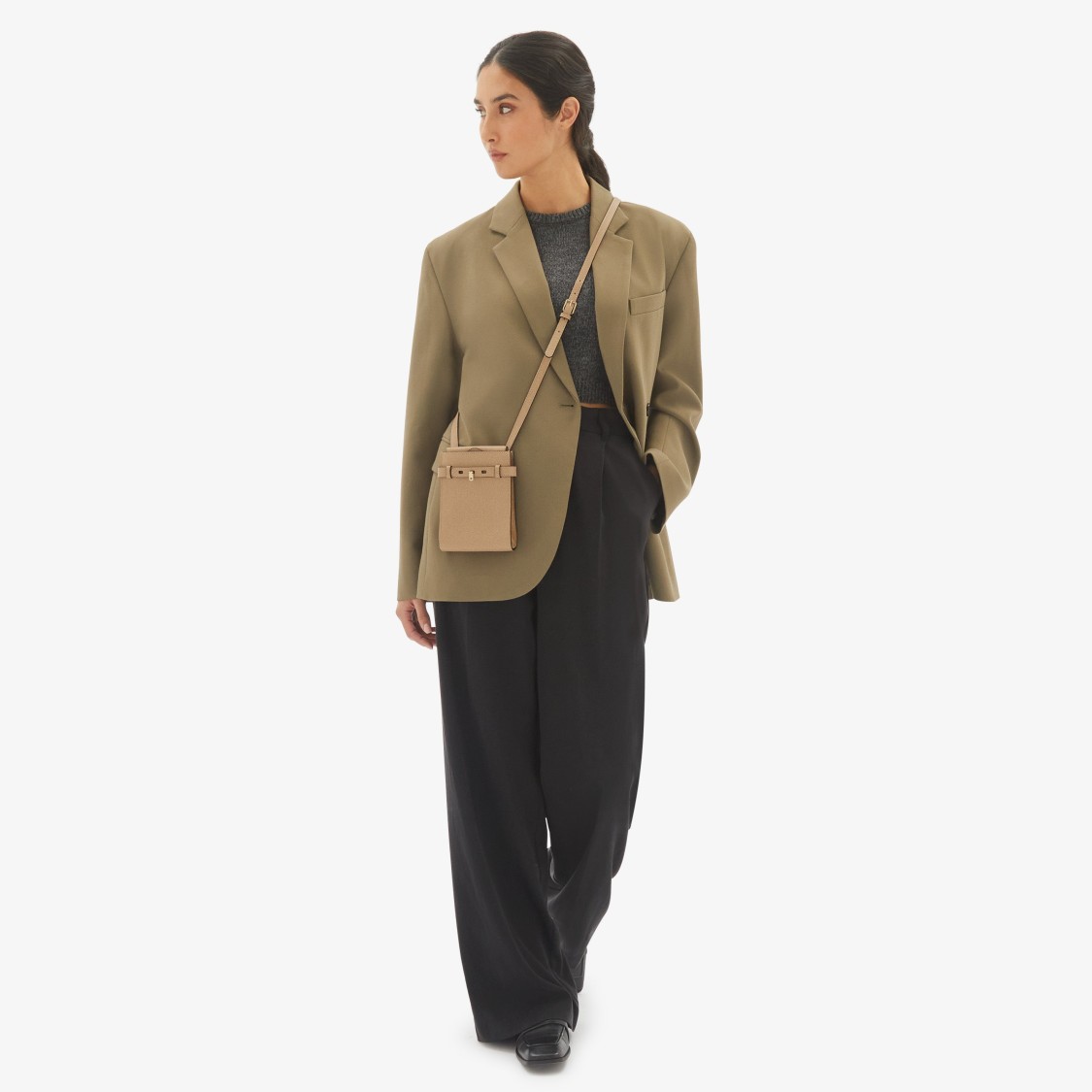 Valextra Brera B-tracollina Slim Crossb In Neutral