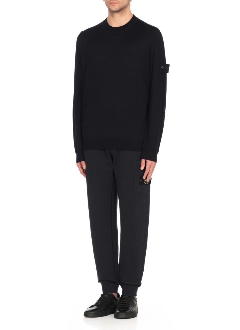 Shop Stone Island Dark Wool Sweater In Black
