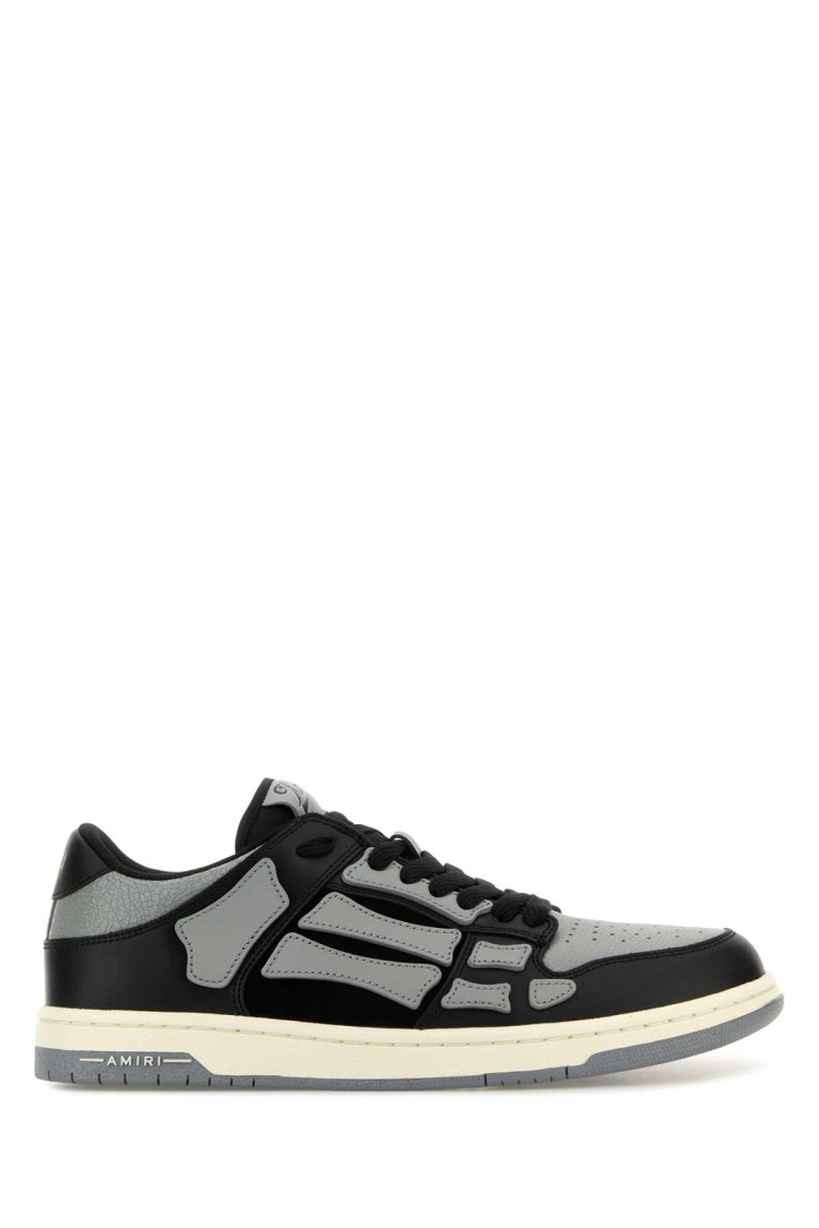 Amiri Two-tone Leather Skel Sneakers In Black