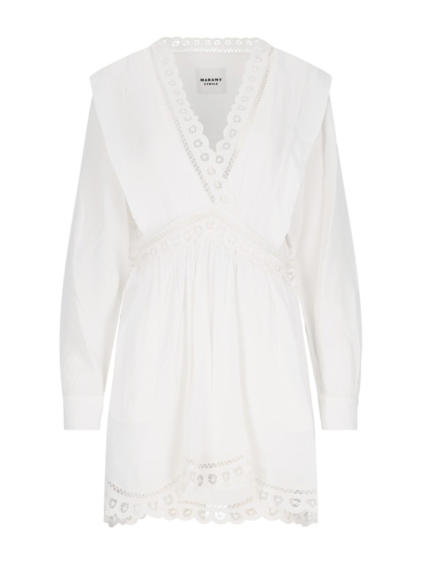 Shop Isabel Marant Étoile Lace Mini Dress In White Viscose Crepe