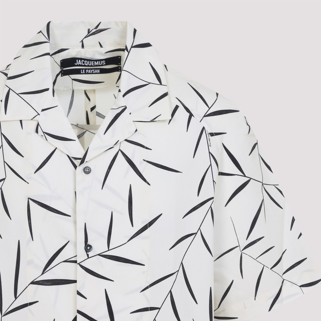 Jacquemus Short-sleeve Abstract Leaf Print Cotton Shirt In White