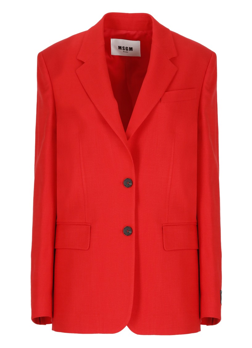 Msgm Single Breast Viscose Blend Blazer In Red