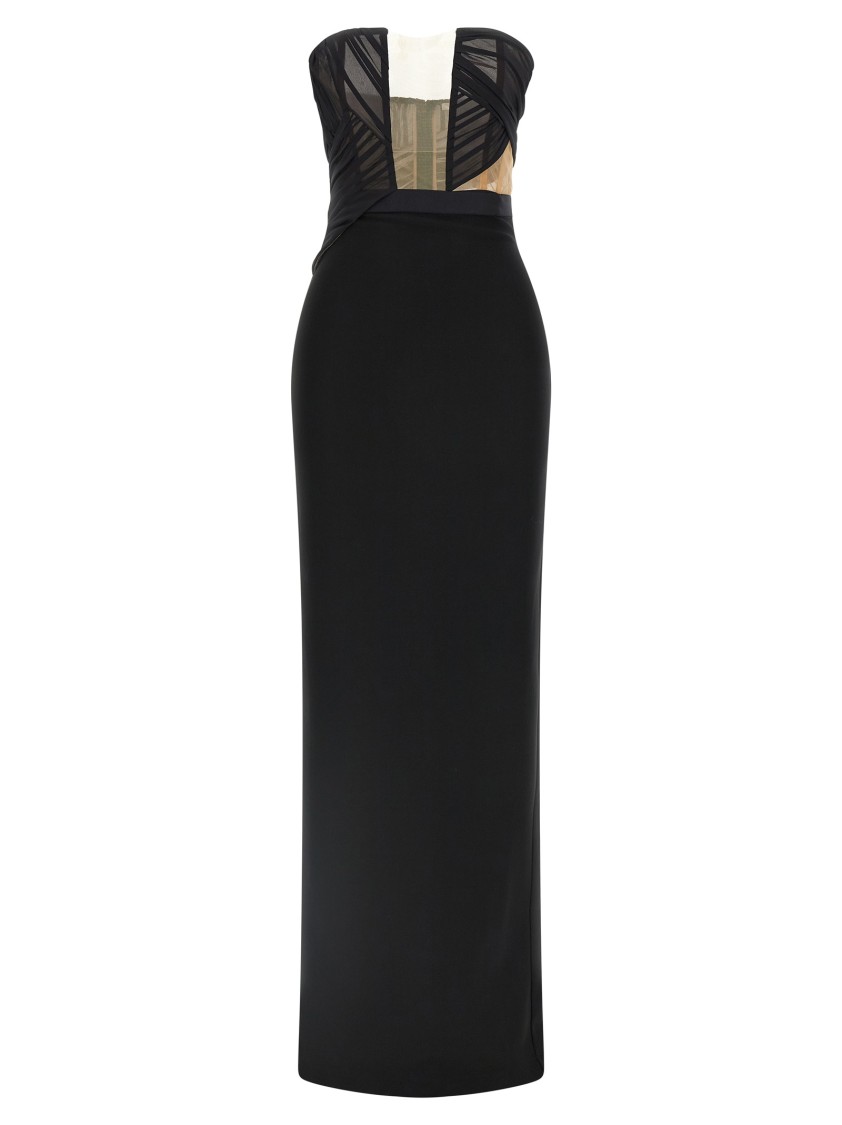 Nensi Dojaka 'corsetted Draped Maxi' Dress In Black