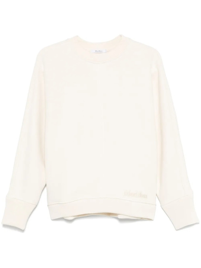 Max Mara Long-sleeved Wool Cashmere Sweater In Neutrals