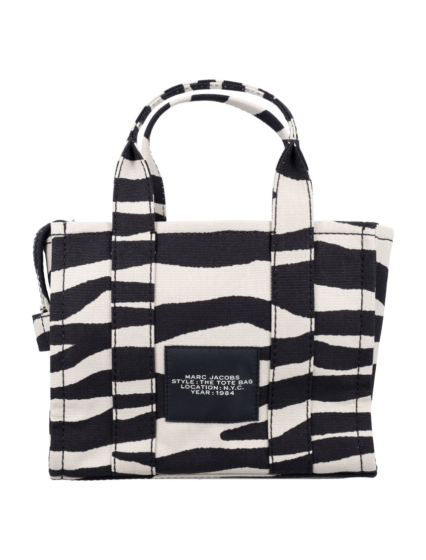 Marc Jacobs Zebra Canvas Small Tote Bag In Black