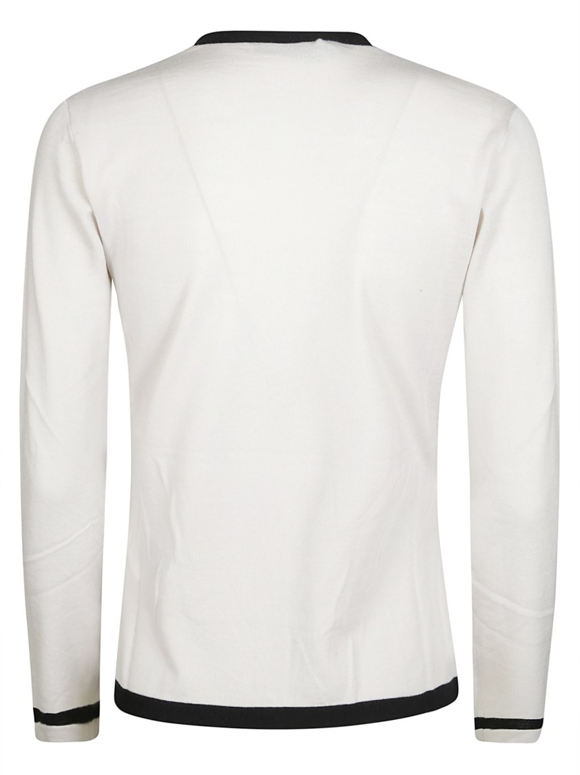Max Mara Contrast-trim Cardigan In White