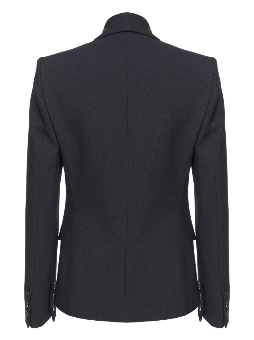 Pinko Blazer Droit Noir En Twill De Laine In Black