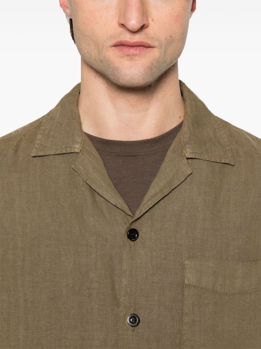 Boglioli Olive Green Relaxed-fit Overshirt With Button Fastening In Brown