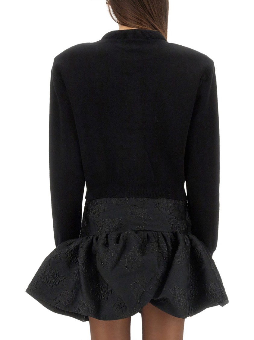 Shop Rotate Birger Christensen Fitted Button-down Knitted Cardigan In Black