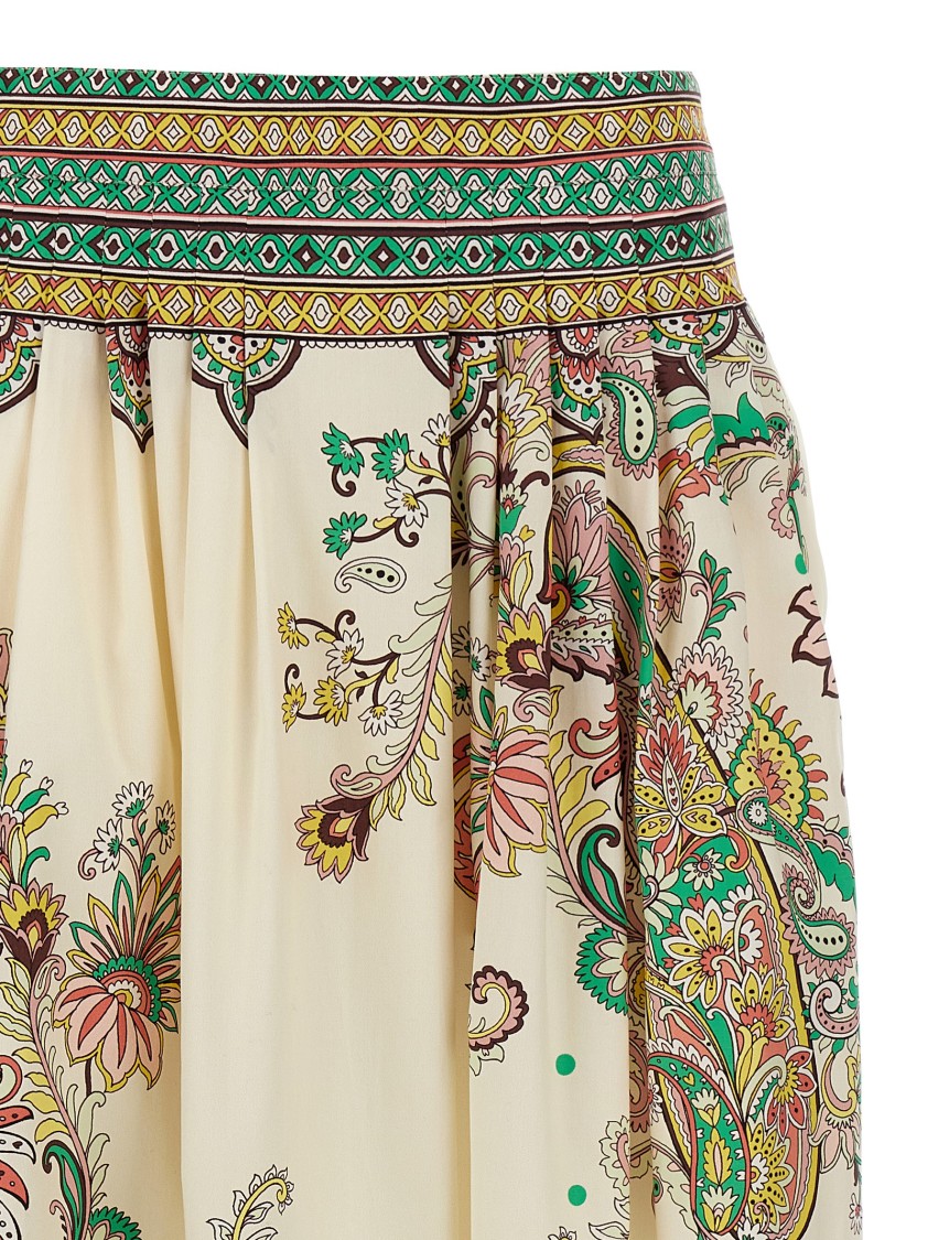Etro Cotton Midi Skirt With All-over Paisley Print In Multi