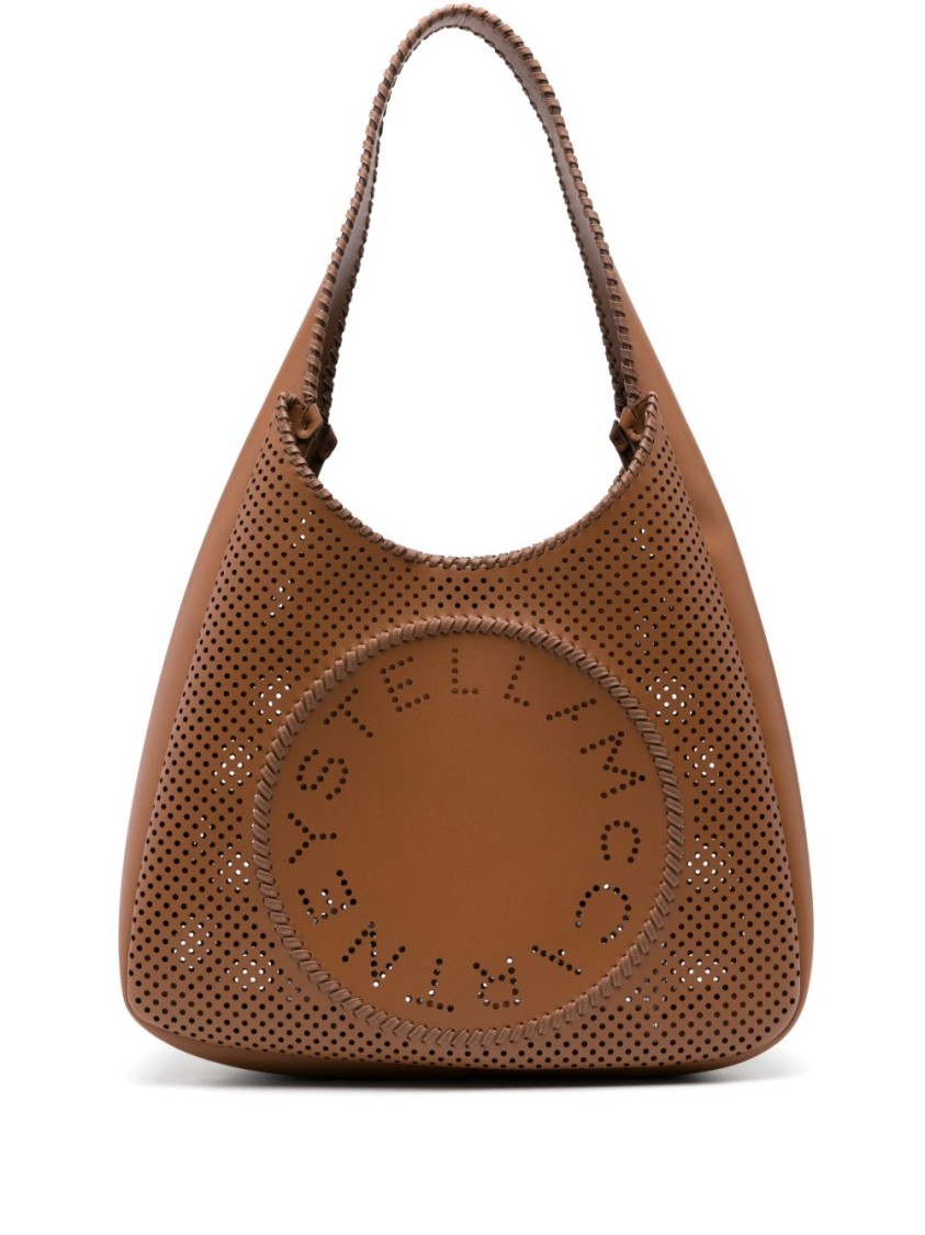 Stella Mccartney Camel Brown Shoulder Bag With Circular Logo
