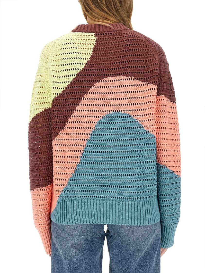 Ps By Paul Smith Ps Paul Smith Gradient Wave Knitted Cardigan In Burgundy