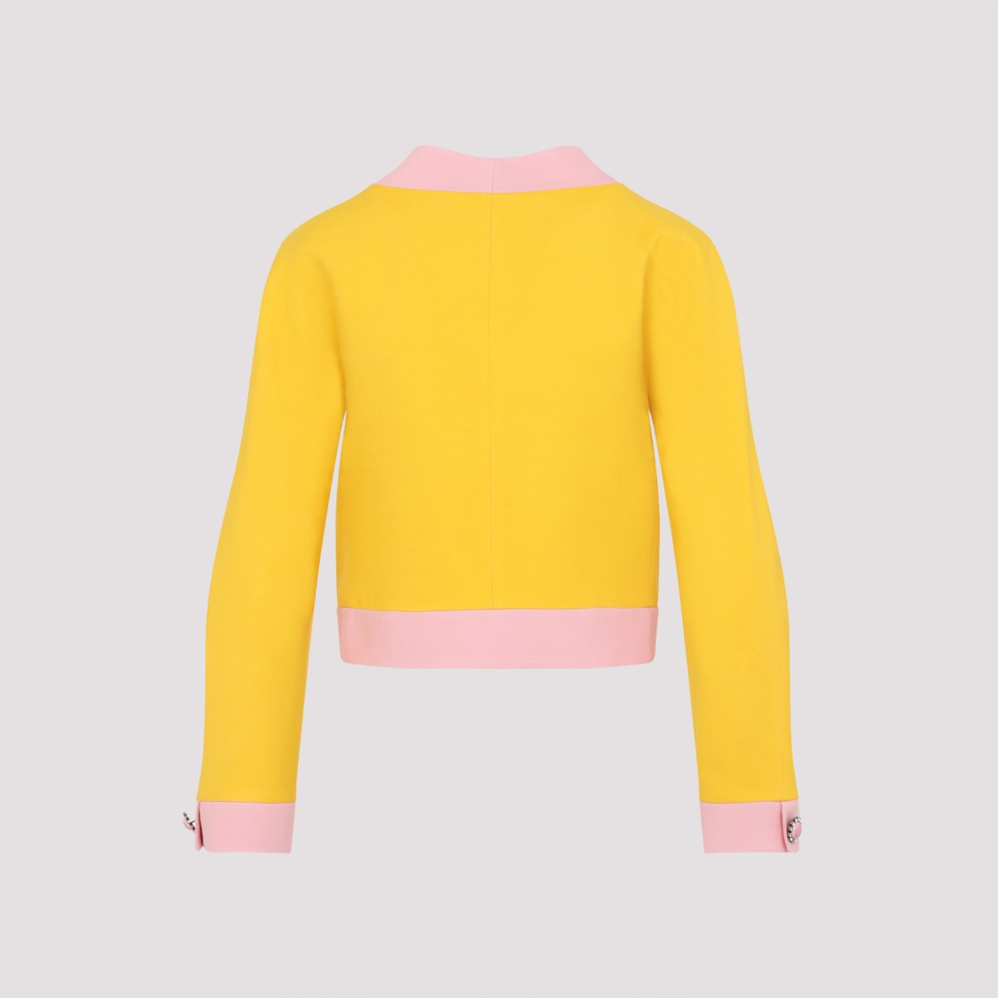 Valentino Bi-color Crystal Crepe Crop Jacket In Gold