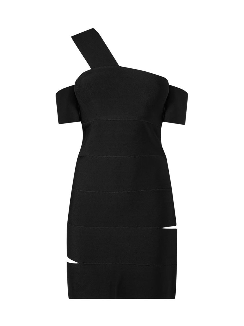 Alexander Mcqueen Cut-out One-shoulder Mini Dress In Black