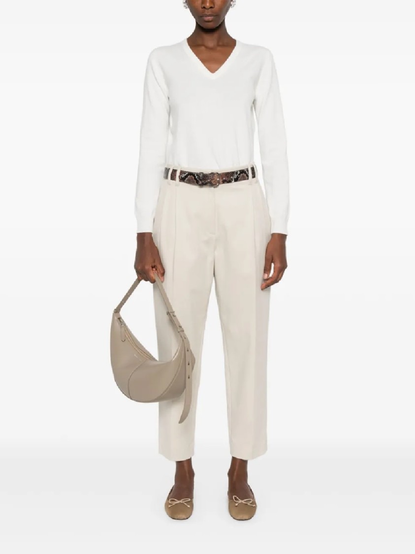 Brunello Cucinelli Trousers With Belt Loops And Side Pockets In Neutral