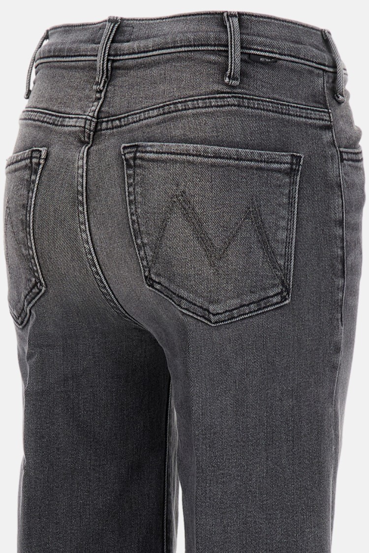 Mother Hustler Roller Sneak Fray Jeans In Gray