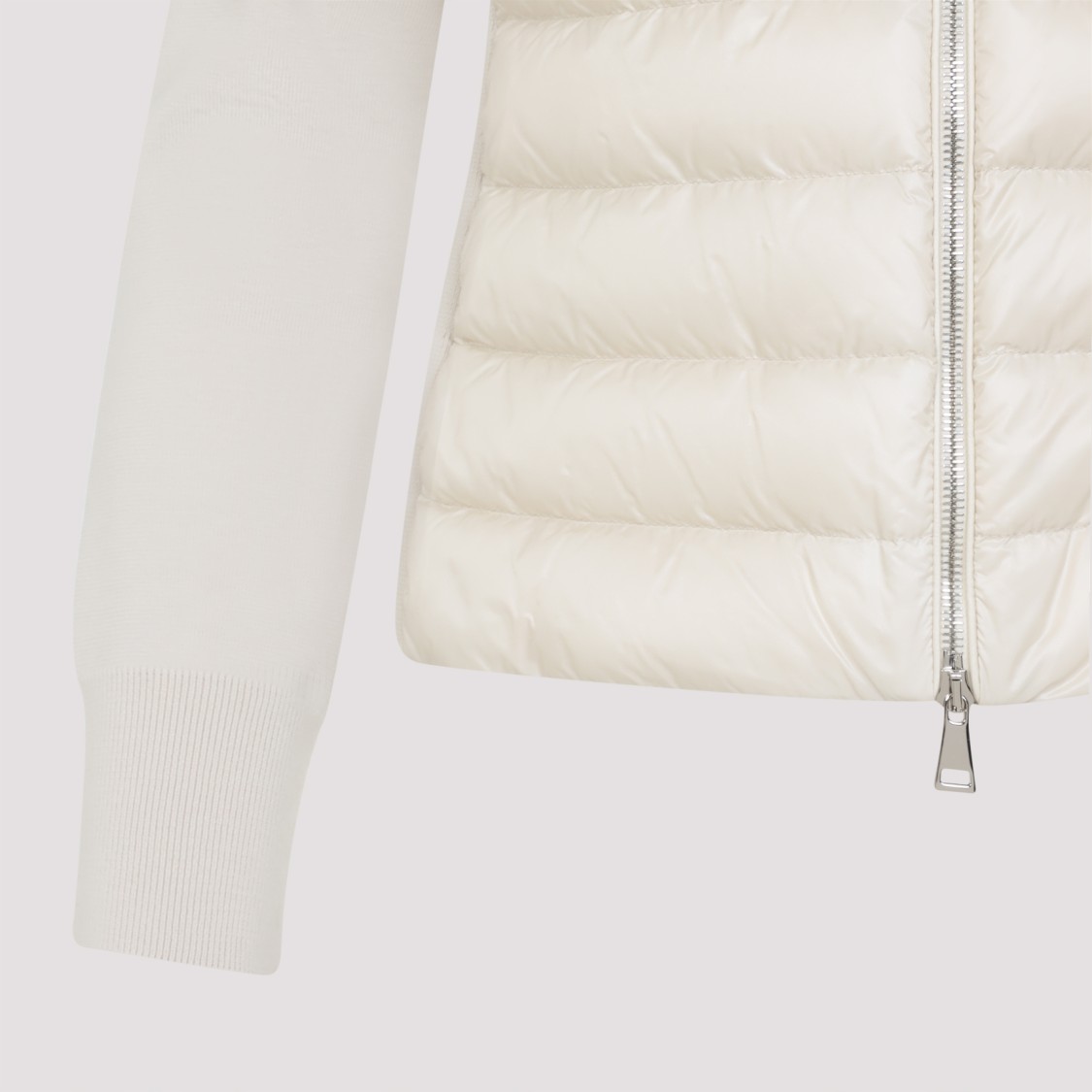 Moncler Quilted Tech Fabric Cardigan Pockets In Neutral