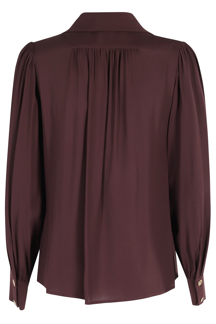 Elisabetta Franchi Logo Metal Detail Collar Shirt In Burgundy