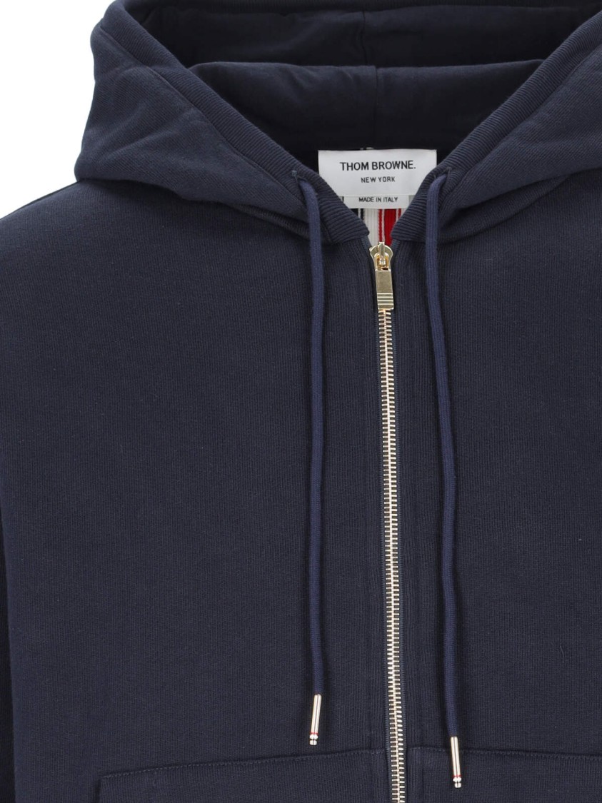 Thom Browne Center-back Stripe Loopback Hoodie In Blue