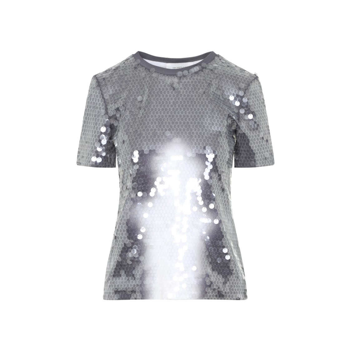 Sportmax Fitted Grey T-shirt With Hexagonal Sequin Detailing In Grey