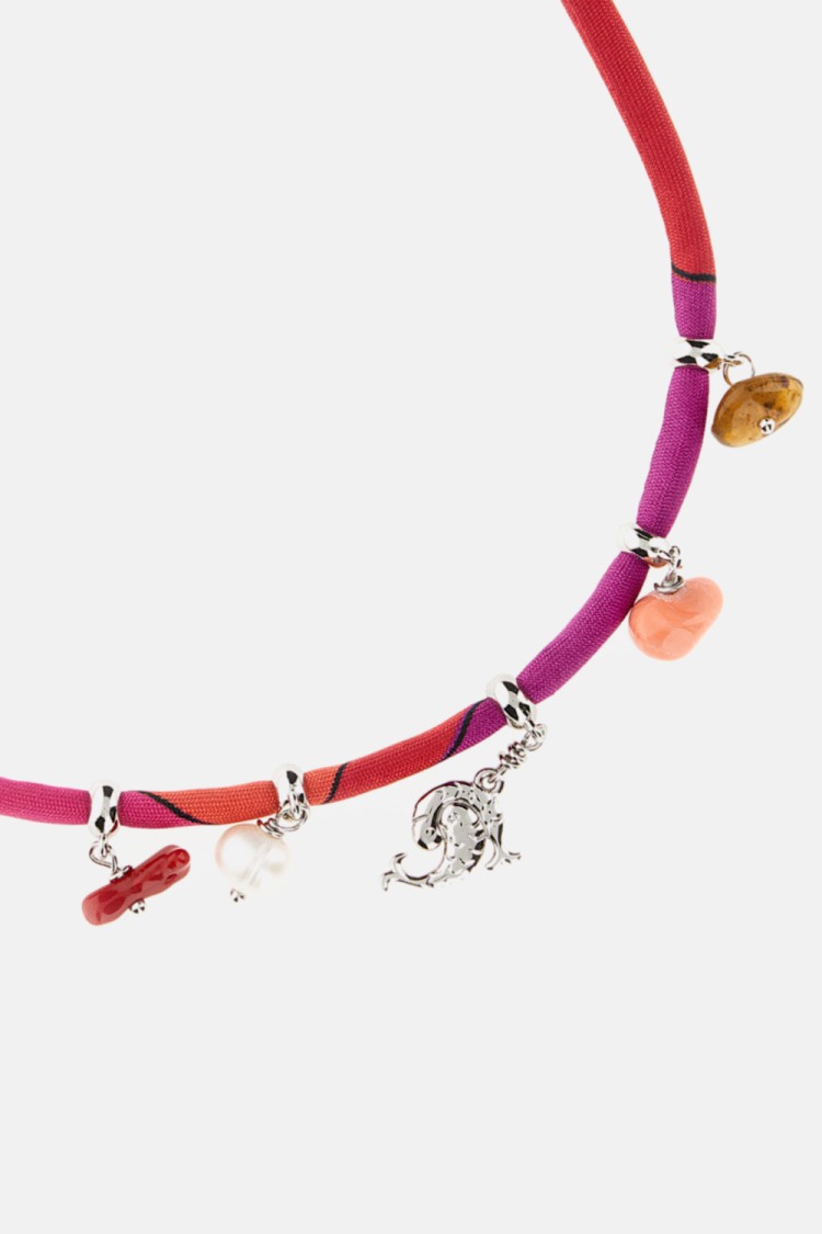 Emilio Pucci Vibrant Fabric Choker With Colorful Charms
