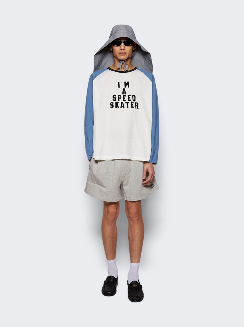 Bode Crew Side Stripe Sweat Shorts Heather Grey In Grey