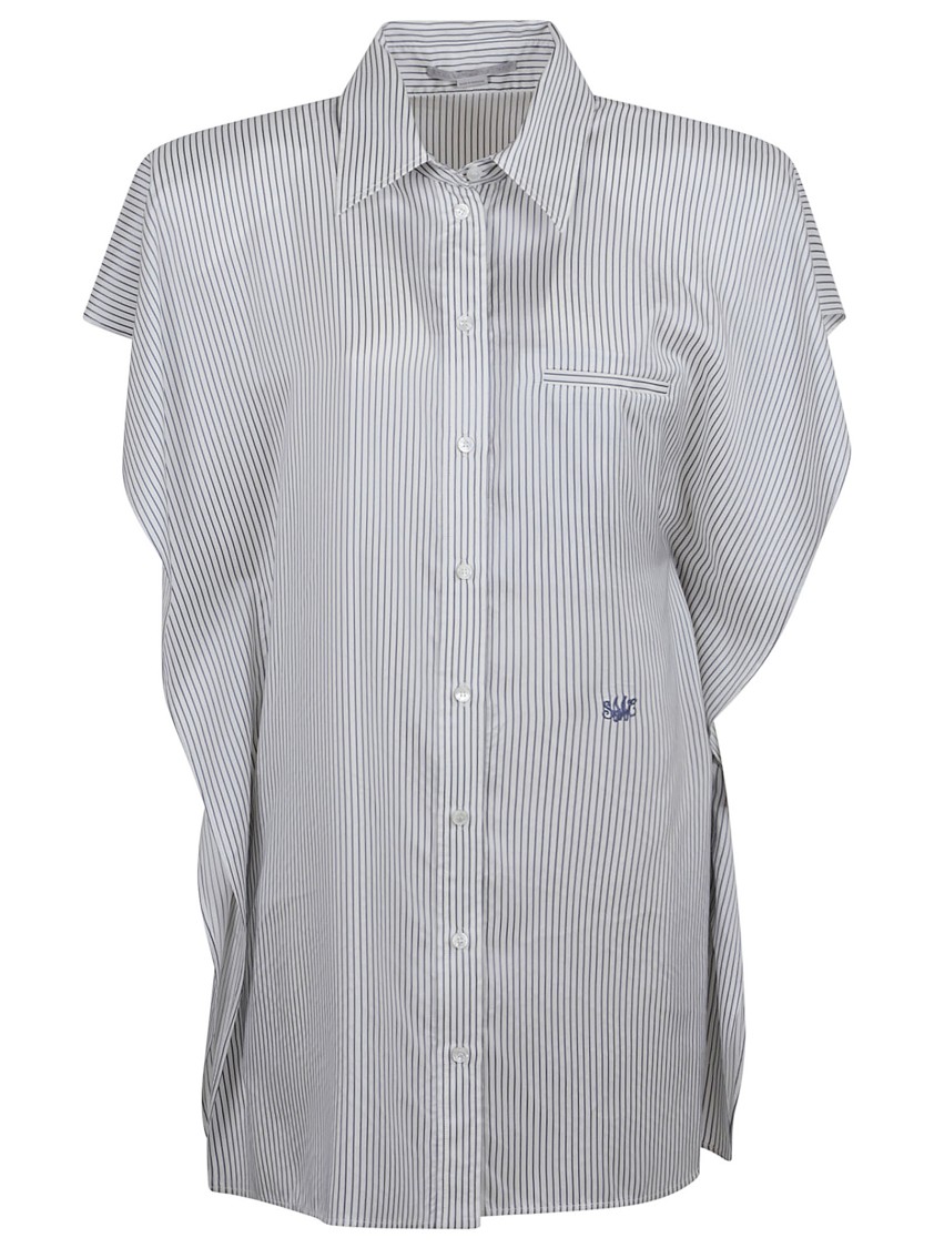 Stella Mccartney Striped Dress With Padded Shoulders In White