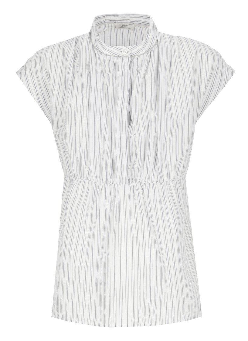 Peserico Striped Sleeveless Shirt In White