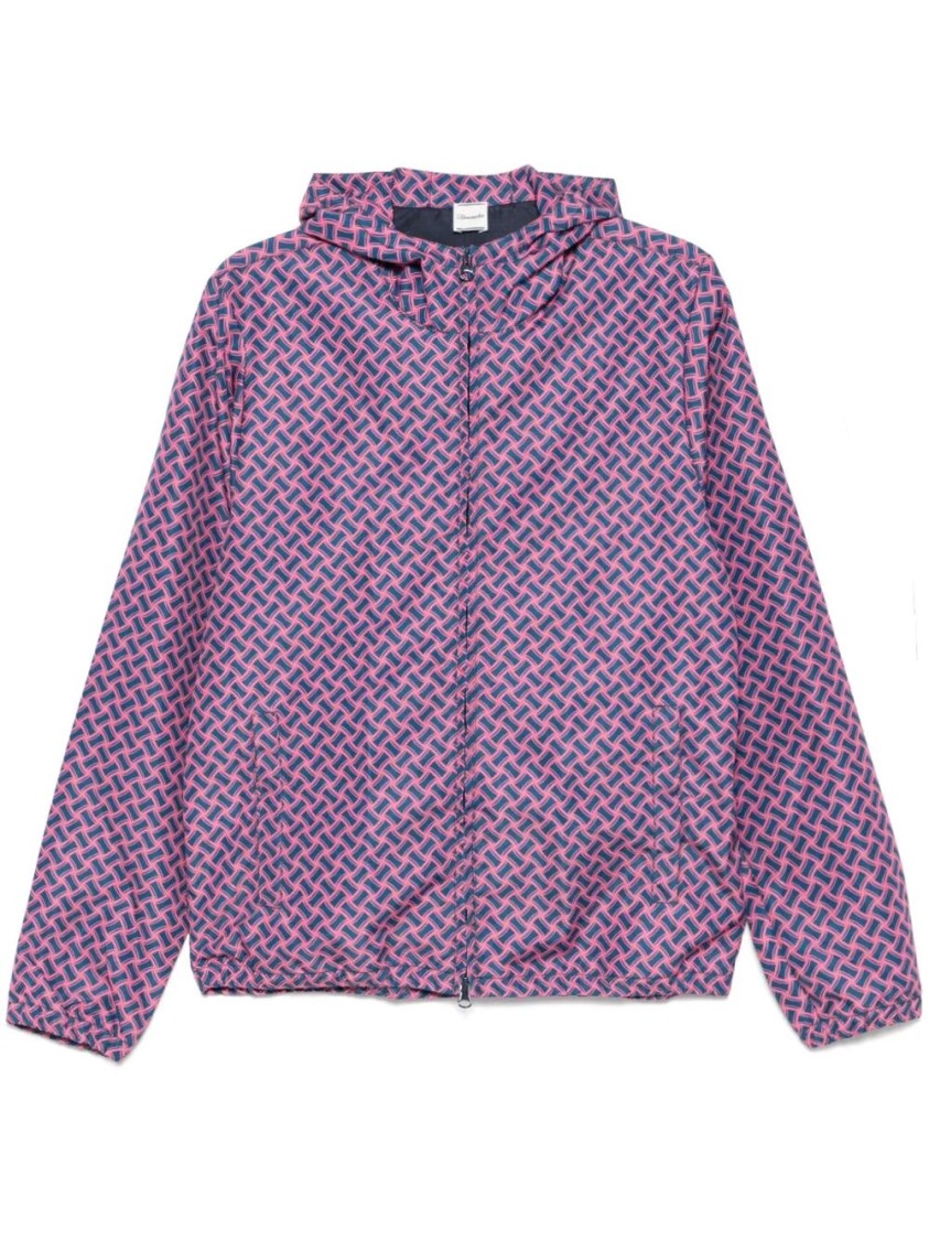 Drumohr Geometric Patterned Lightweight Jacket In Purple