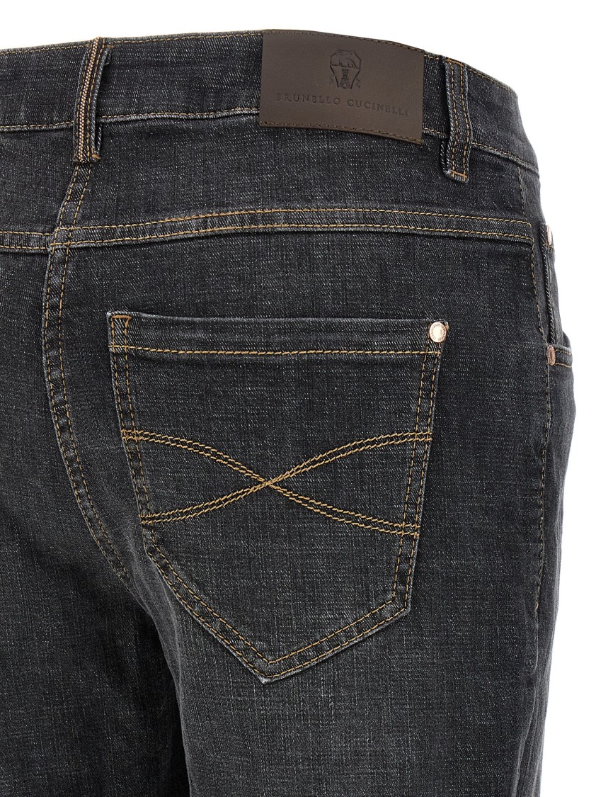 Brunello Cucinelli Black Stretch Denim Skinny Jeans In Gray