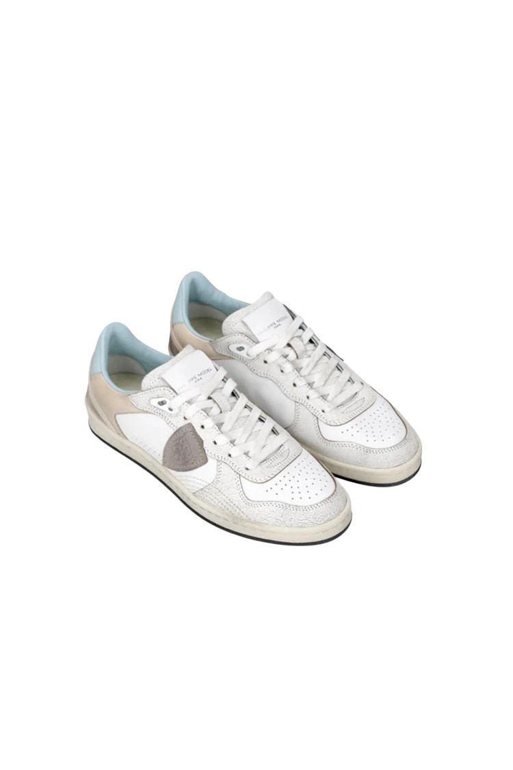 Philippe Model Veau Crackle Blanc Ciel Sneakers In White