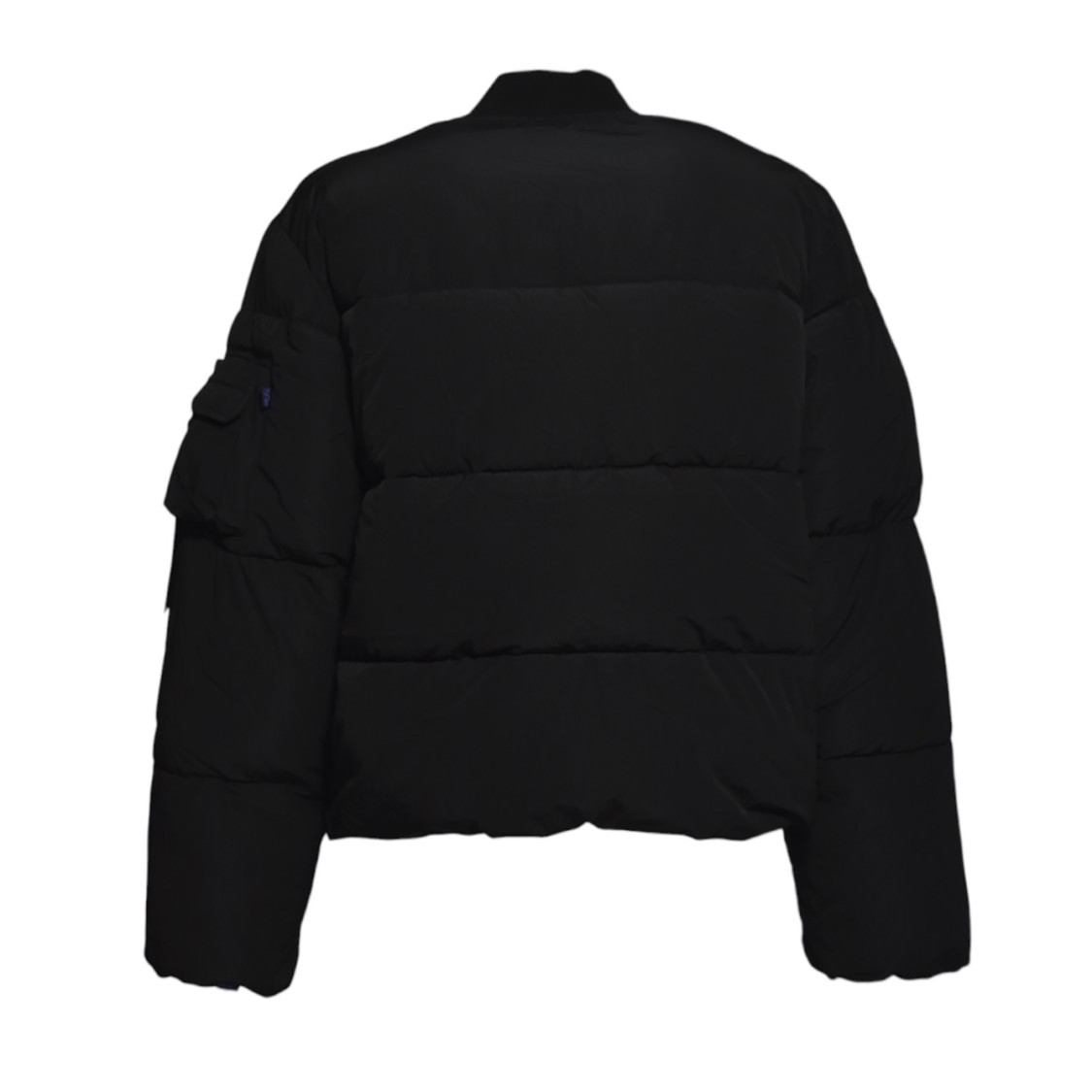Alpha Industries Cropped Bomber-style Ma-1 Puffer Jacket With Utility Pocket In Black