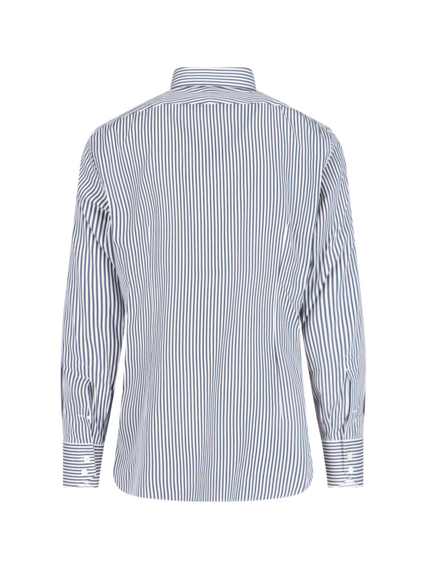 Tom Ford Striped Pattern Button-down Collar Long Sleeves Shirt In Blue