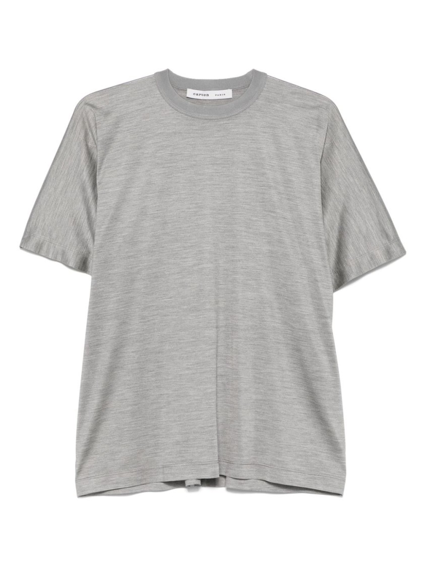 Shop Carven Light Grey Silk Oversized Crew Neck T-shirt