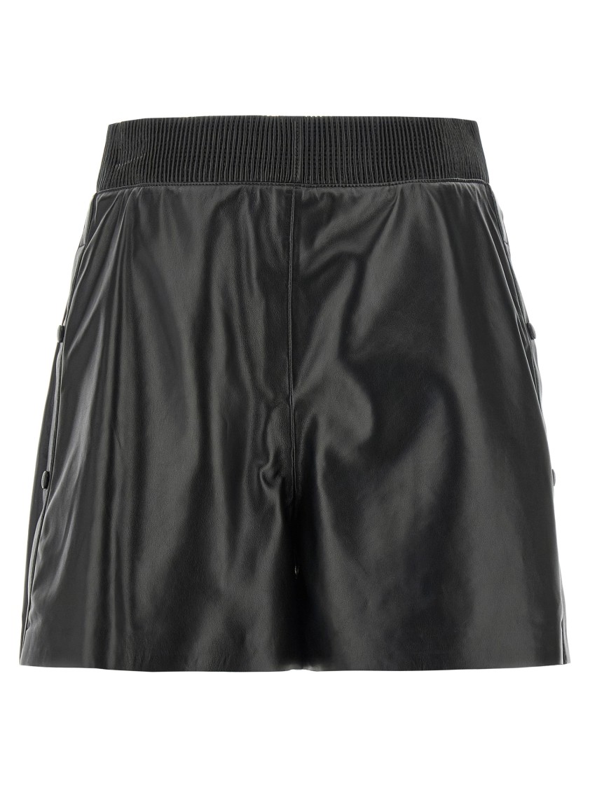 Giovanni Bedin Black Leather Shorts In Black