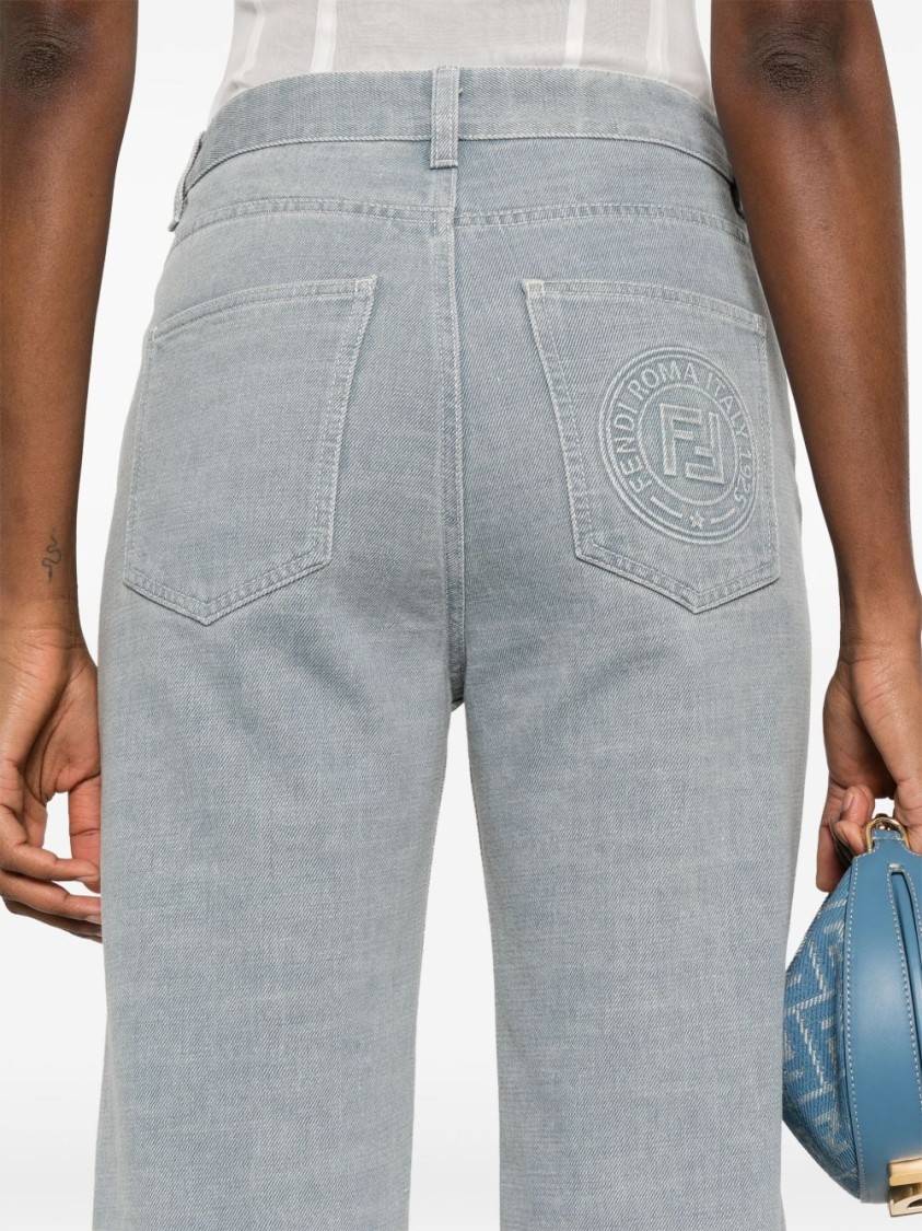 Fendi Women Denim Cotton Cropped Jeans In Blue