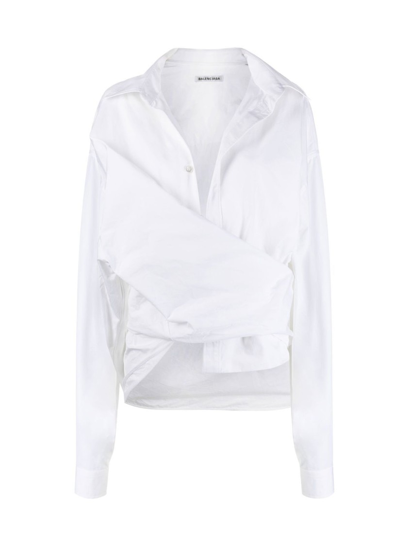 Balenciaga Oversized Wrap Shirt In White