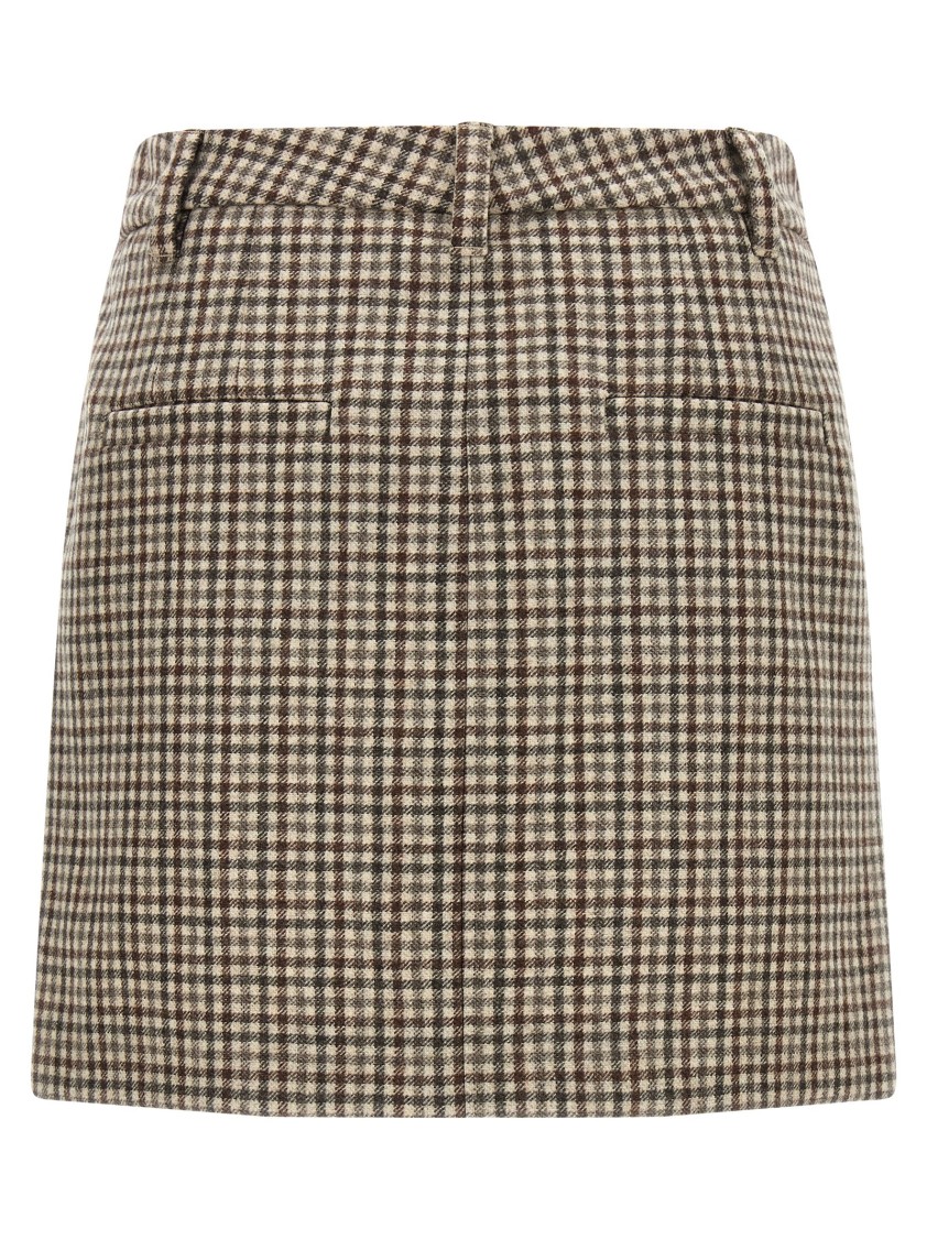 Brunello Cucinelli Checked Virgin Wool Flannel Miniskirt In Brown