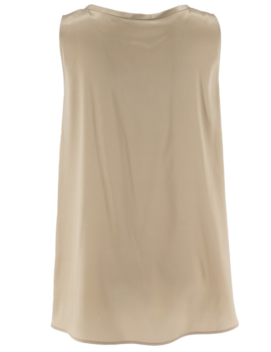 Panicale Sleeveless Silk Top With Luminous Detailing In Neutrals