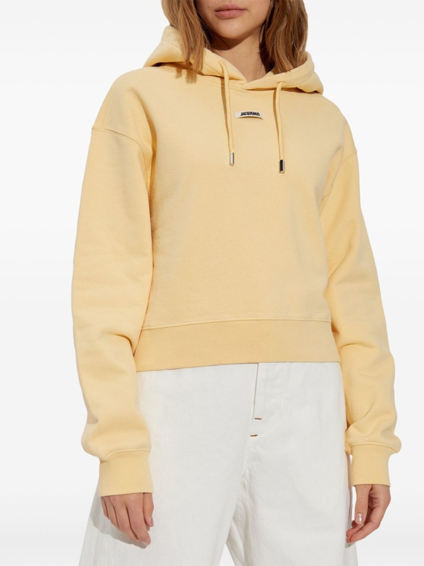 JACQUEMUS JACQUEMUS CROPPED YELLOW HOODIE 