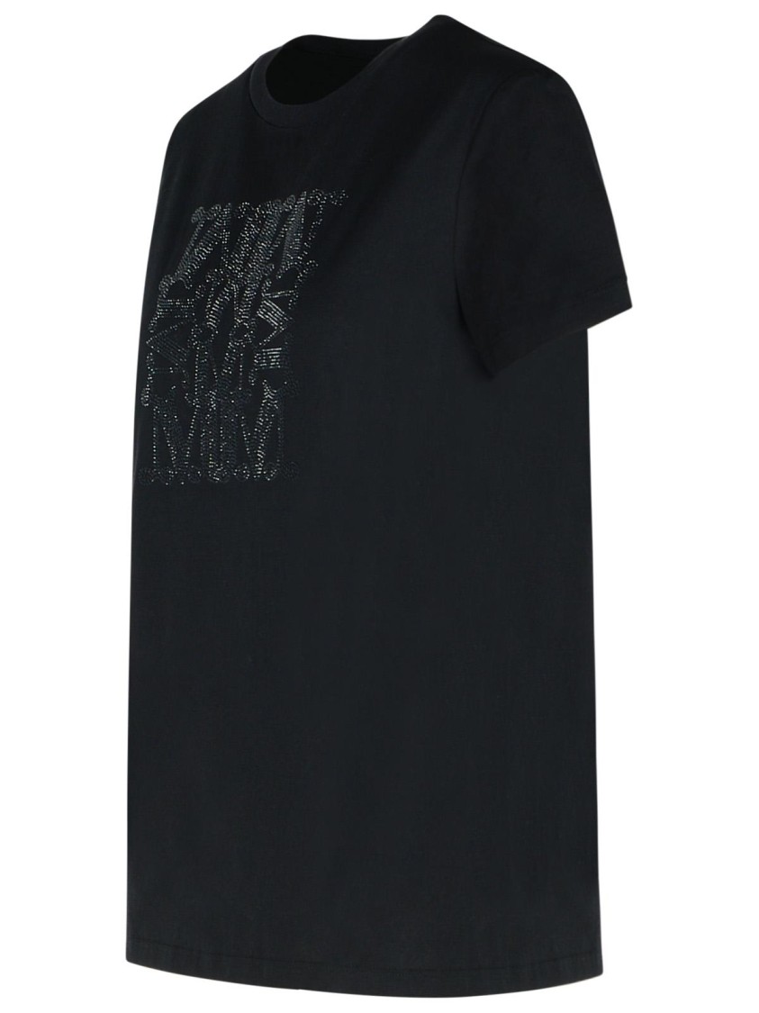 Max Mara Embellished Round Neck Top With Graphic Detail In Black